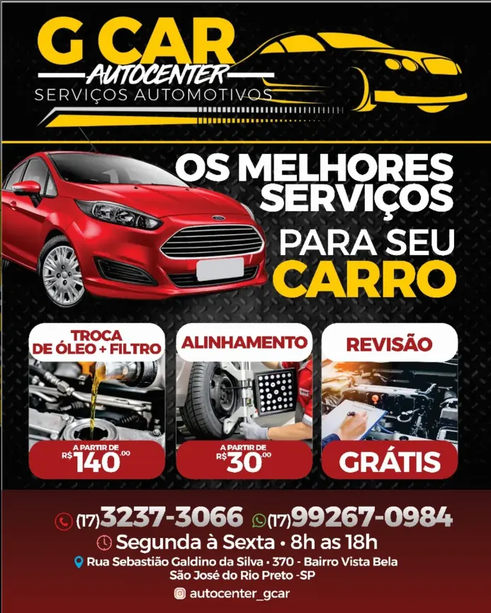 Arte GCAR com serviços de óleo, alinhamento e revisão